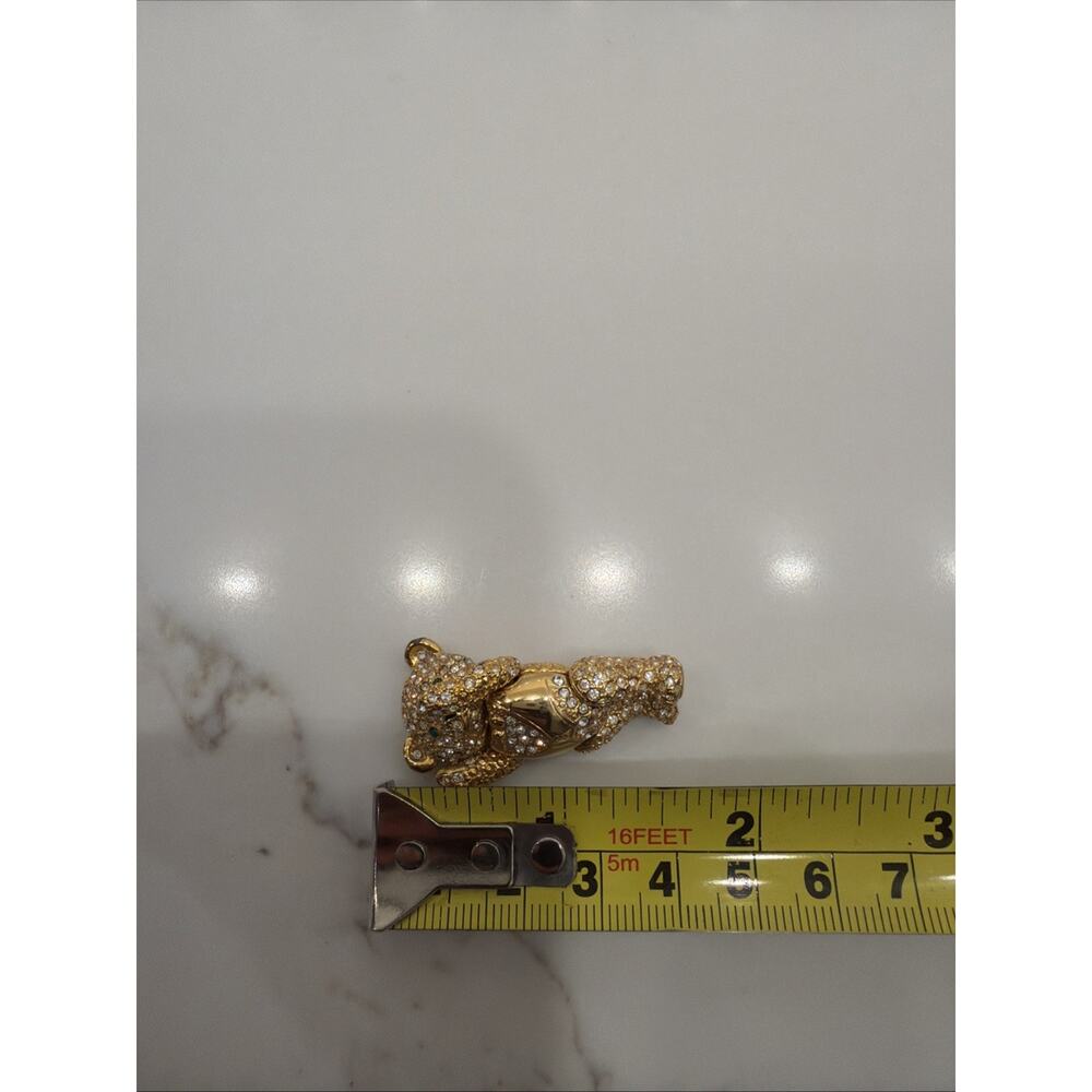 Rare Joan Rivers Articulated Rhinestone Teddy Bear Brooch Pin Gold Tone Crystal - Picture 8 of 8